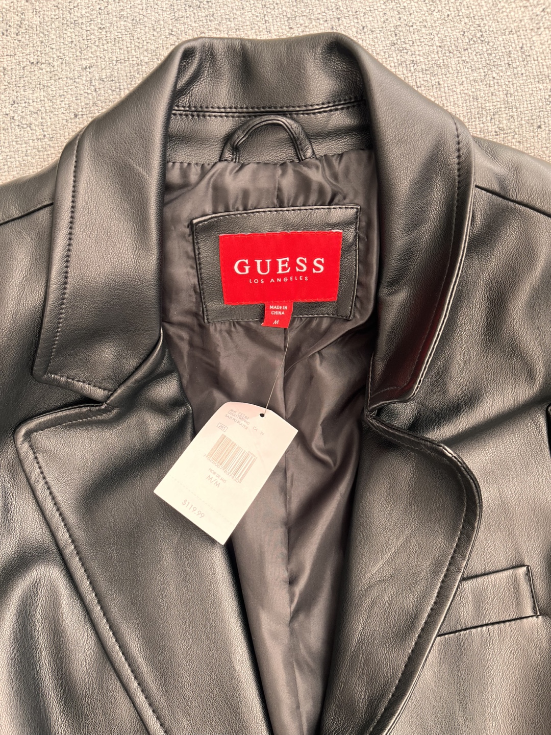 GUESS Black Leather Blazer Jacket, Size S - photo 2
