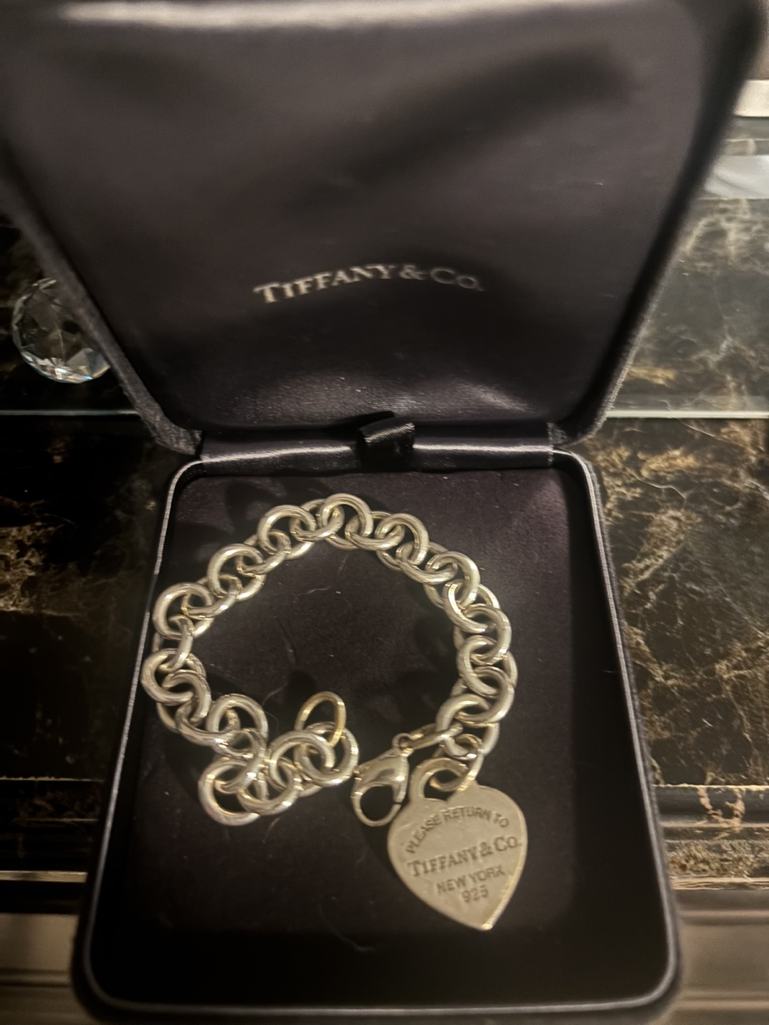 Tiffany & Co. 925 Sterling Silver Bracelet with Heart Charm