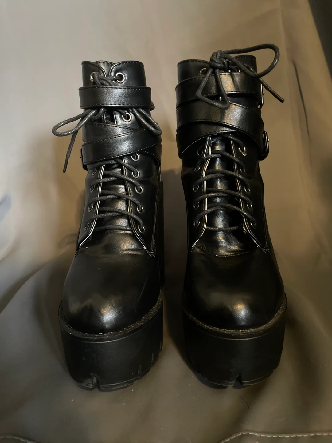 VEGAN Leather Platform Buckle Boots 🇨🇦 image indicator(2)