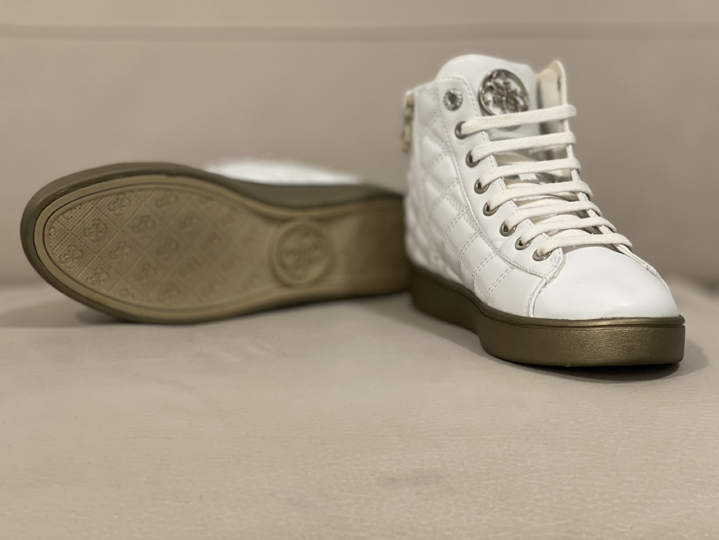 Guess Women's White Quilted High-Top Sneakers