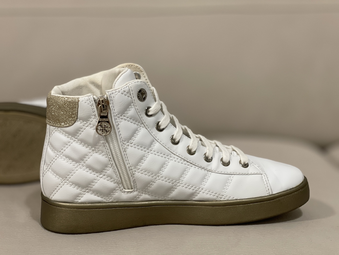 Guess Women's White Quilted High-Top Sneakers - photo 3
