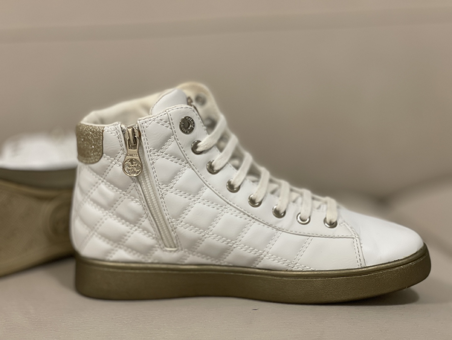Guess Women's White Quilted High-Top Sneakers - photo 2