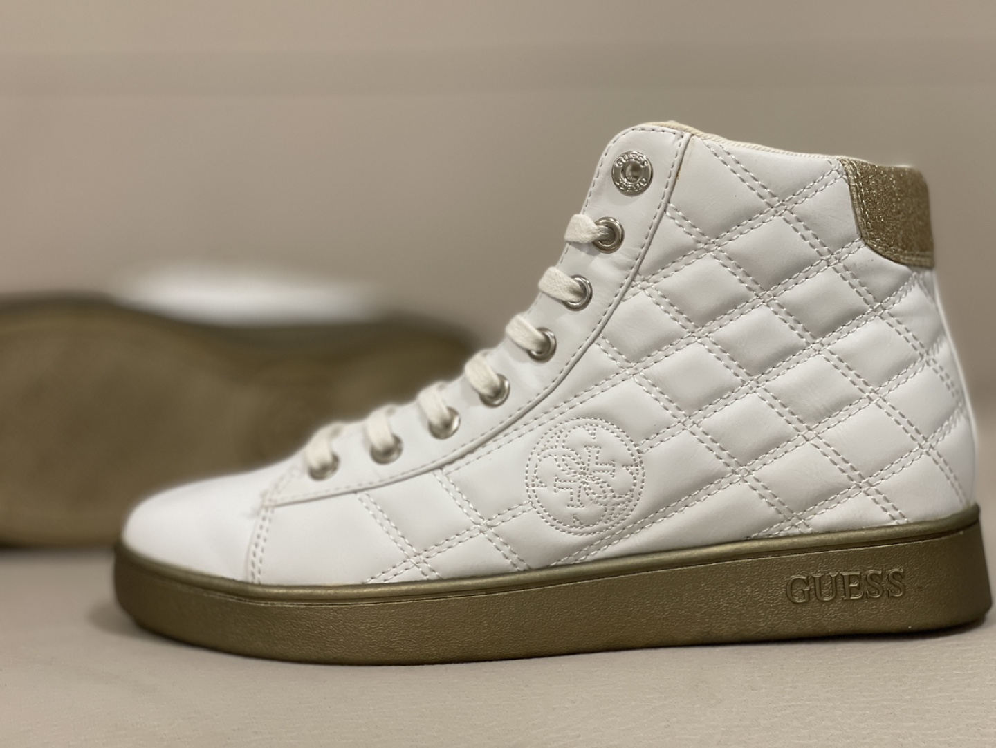 Guess Women's White Quilted High-Top Sneakers - photo 5