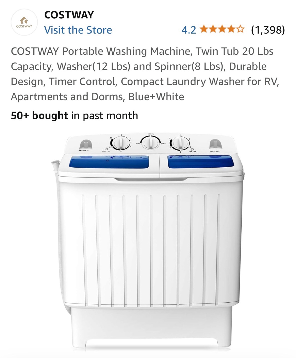 COSTWAY Portable Twin Tub Washing Machine - photo 3