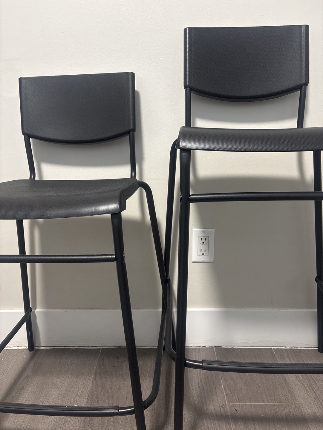 Pair of Black Metal Counter Height Stools
