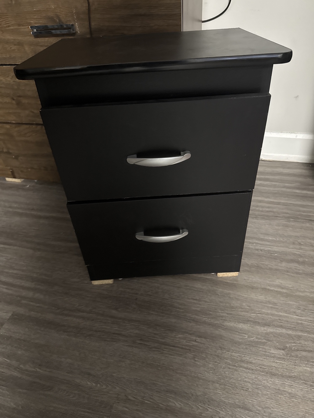 Black Two-Drawer Nightstand