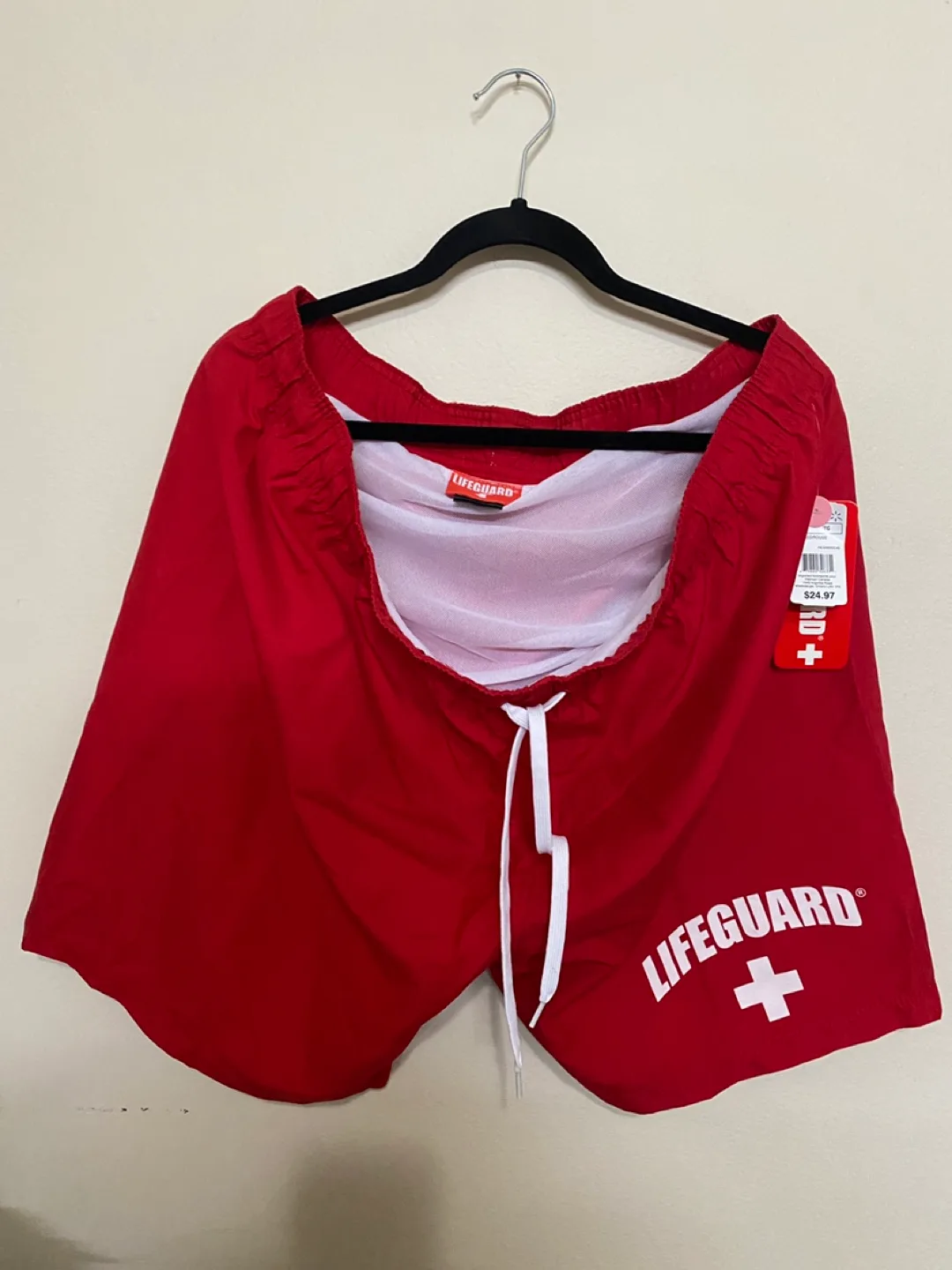 Men’s Lifeguard Red Swim Trunks thumbnail