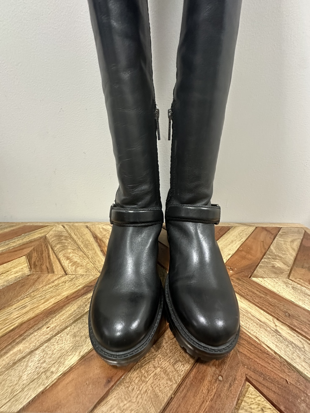 Kendall + Kylie Black Leather Knee-High Boots - Size 7M - photo 2