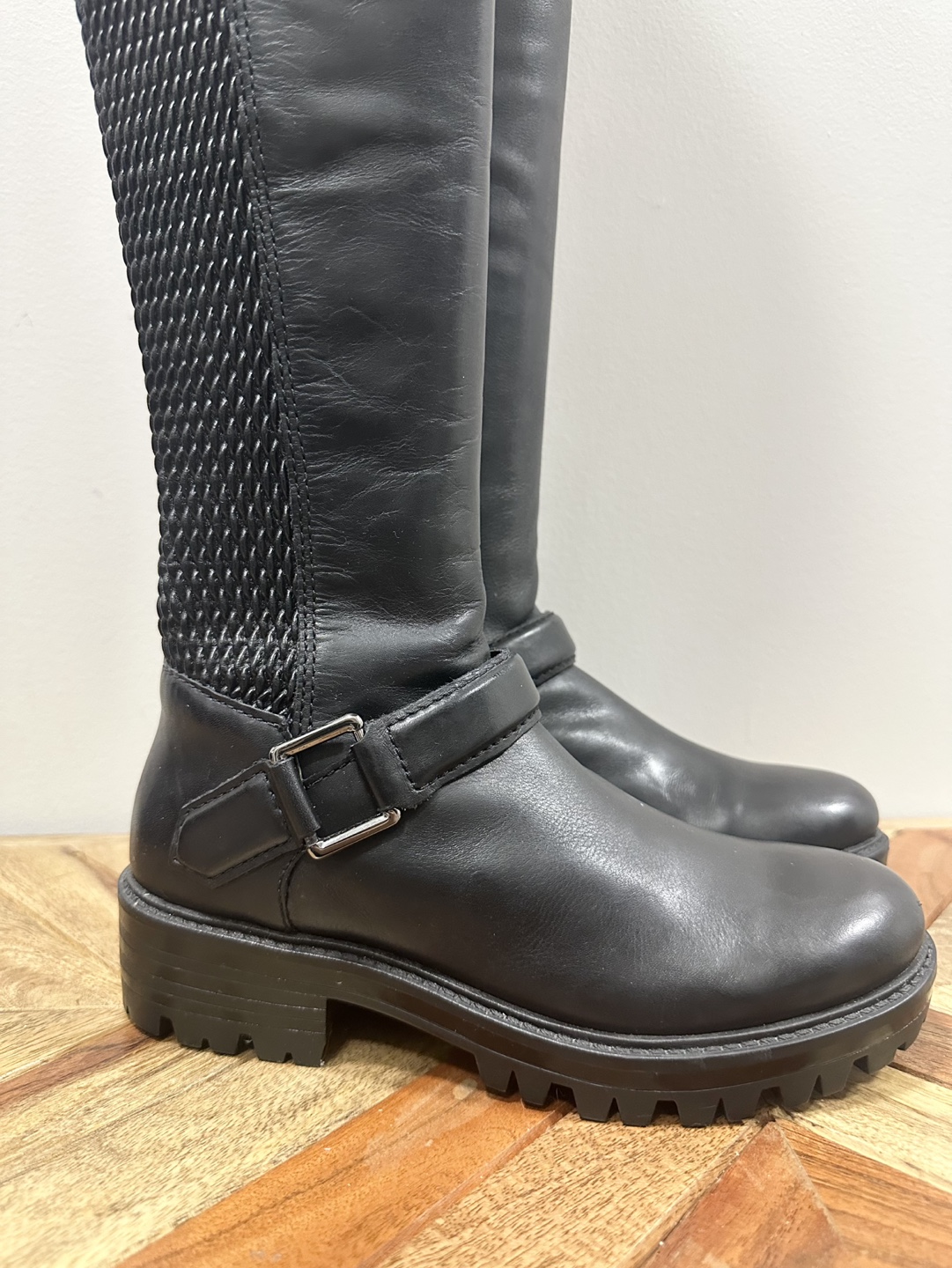 Kendall + Kylie Black Leather Knee-High Boots - Size 7M - photo 3