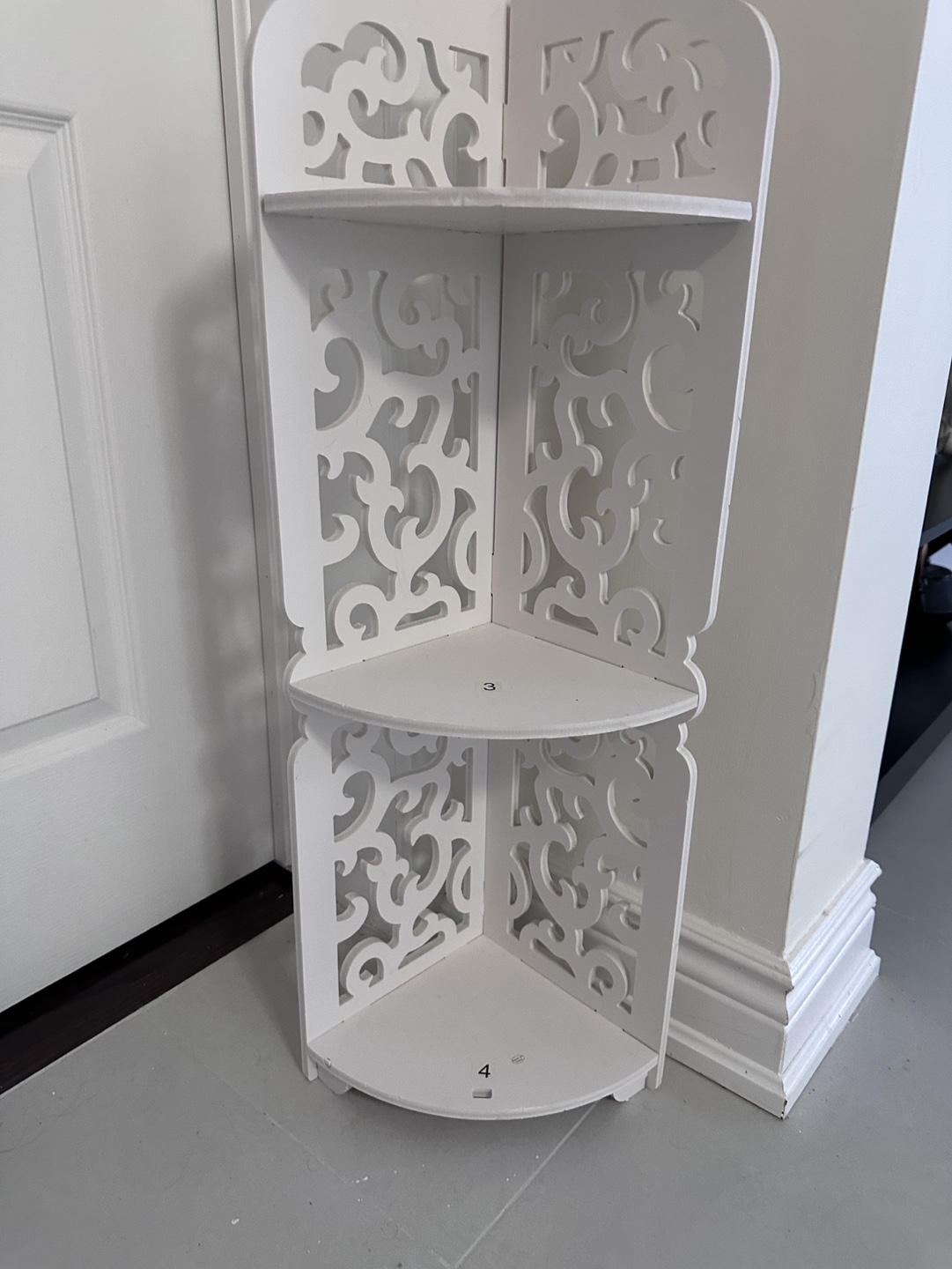 White cute Corner Shelf - 3 Tier
