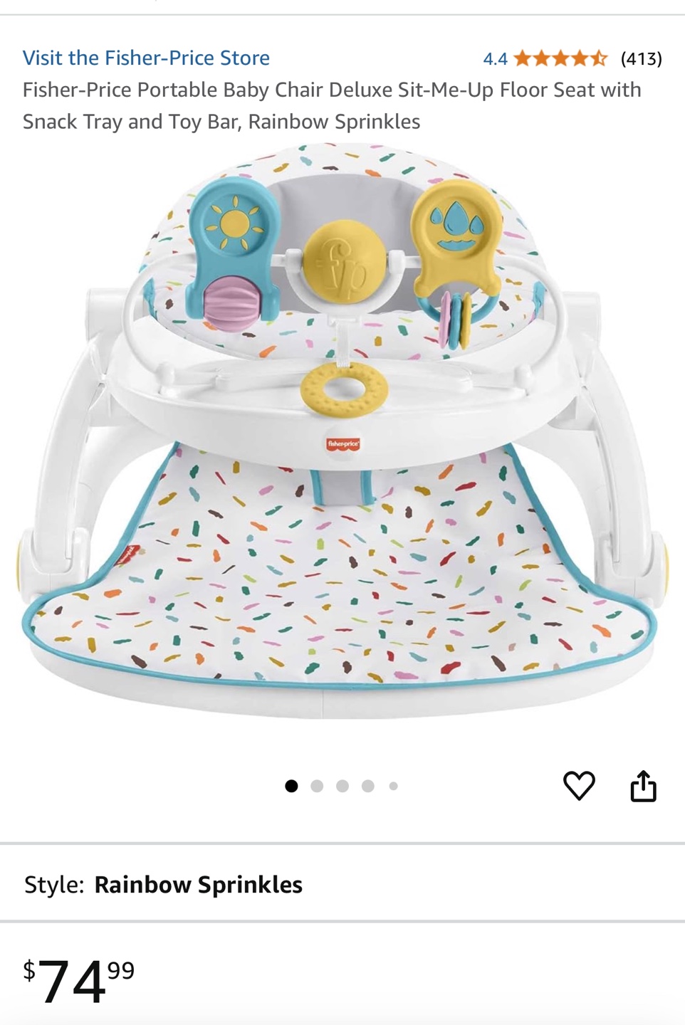 Fisher-Price Portable Baby Chair Deluxe Sit-Me-Up Floor Seat
