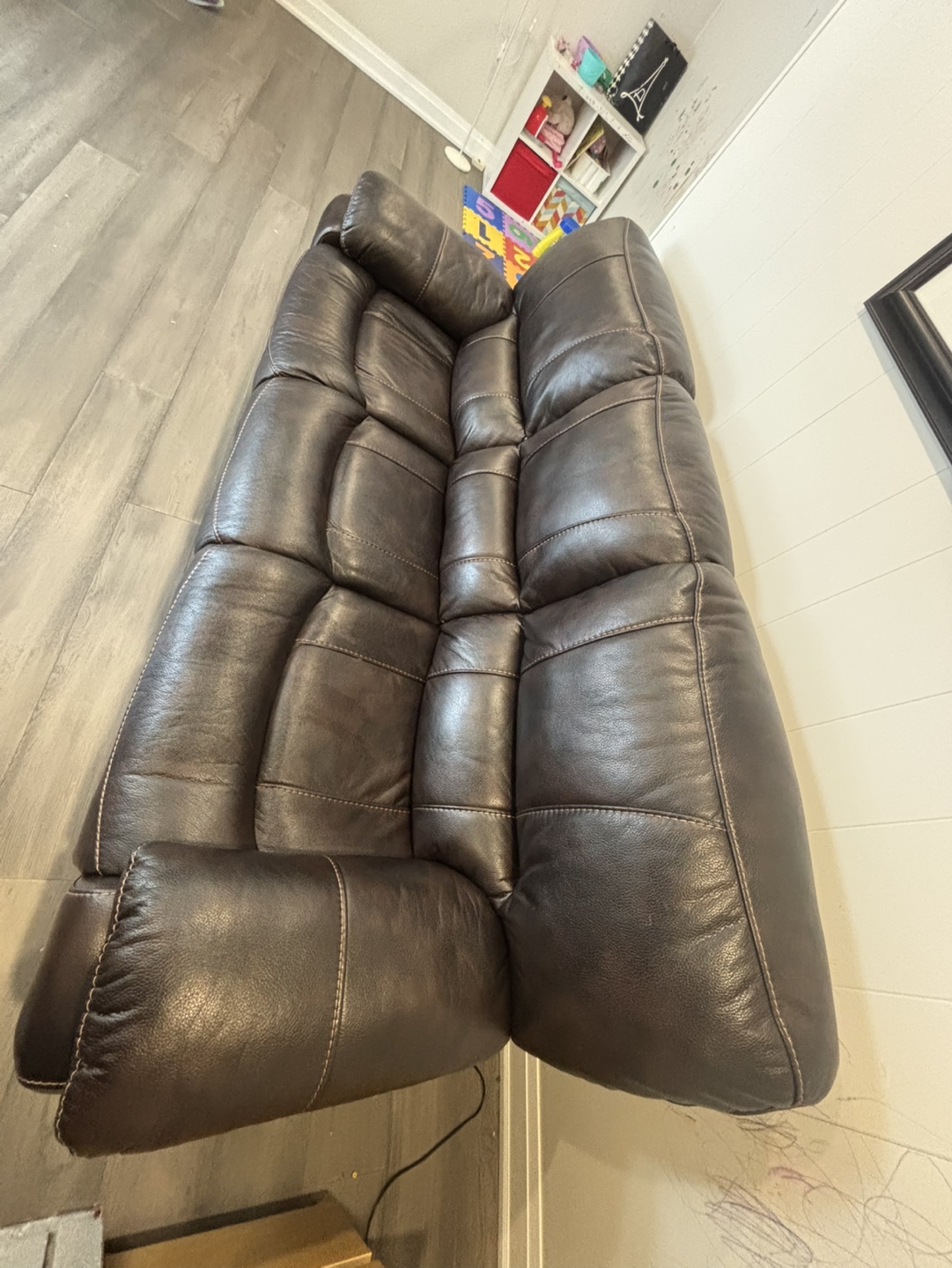 Leon’s - Brown Leather Reclining Sofa - photo 3