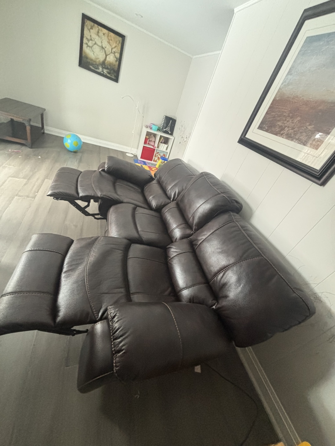 Leon’s - Brown Leather Reclining Sofa - photo 5
