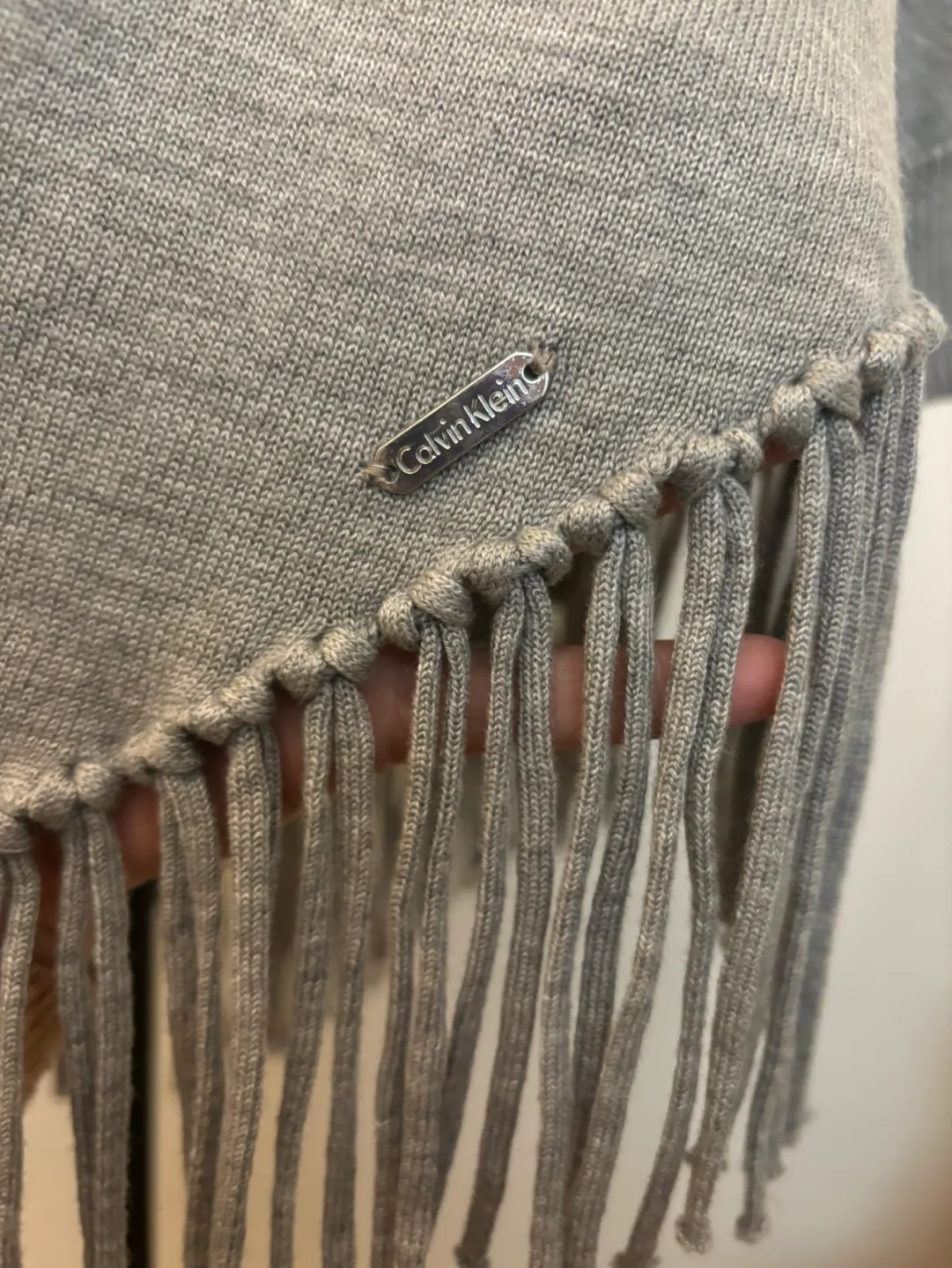Calvin Klein Grey Poncho with Tassle Trim image indicator(5)