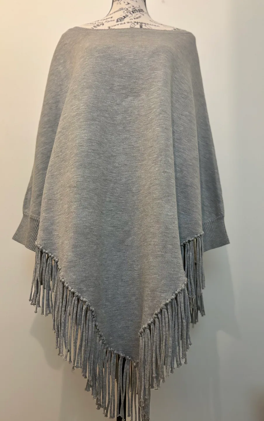 Calvin Klein Grey Poncho with Tassle Trim image indicator(2)