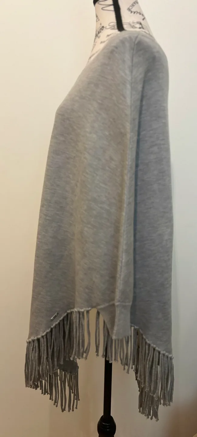 Calvin Klein Grey Poncho with Tassle Trim image indicator(4)