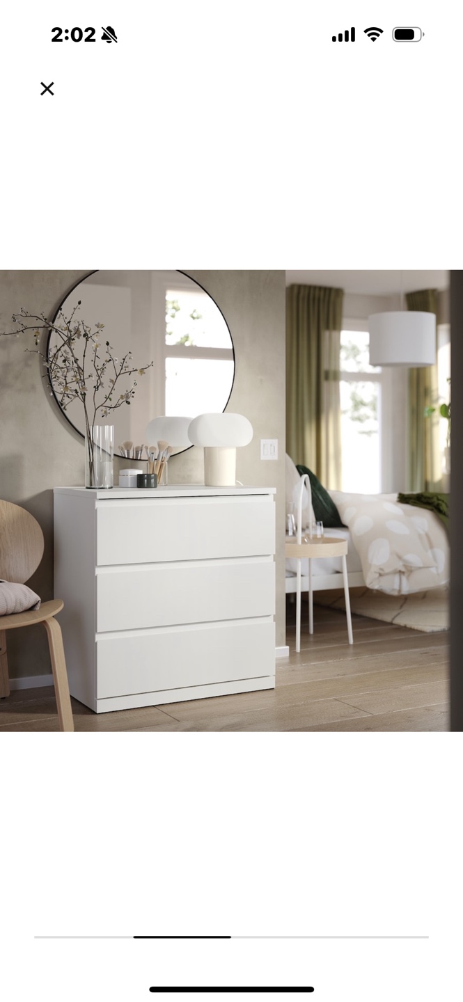 IKEA MALM 3-drawer dresser, white - photo 2