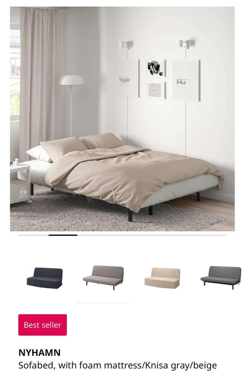 IKEA NYHAMN Sofa Bed - Gray - photo 2