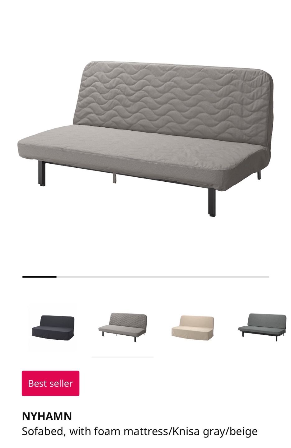 IKEA NYHAMN Sofa Bed - Gray