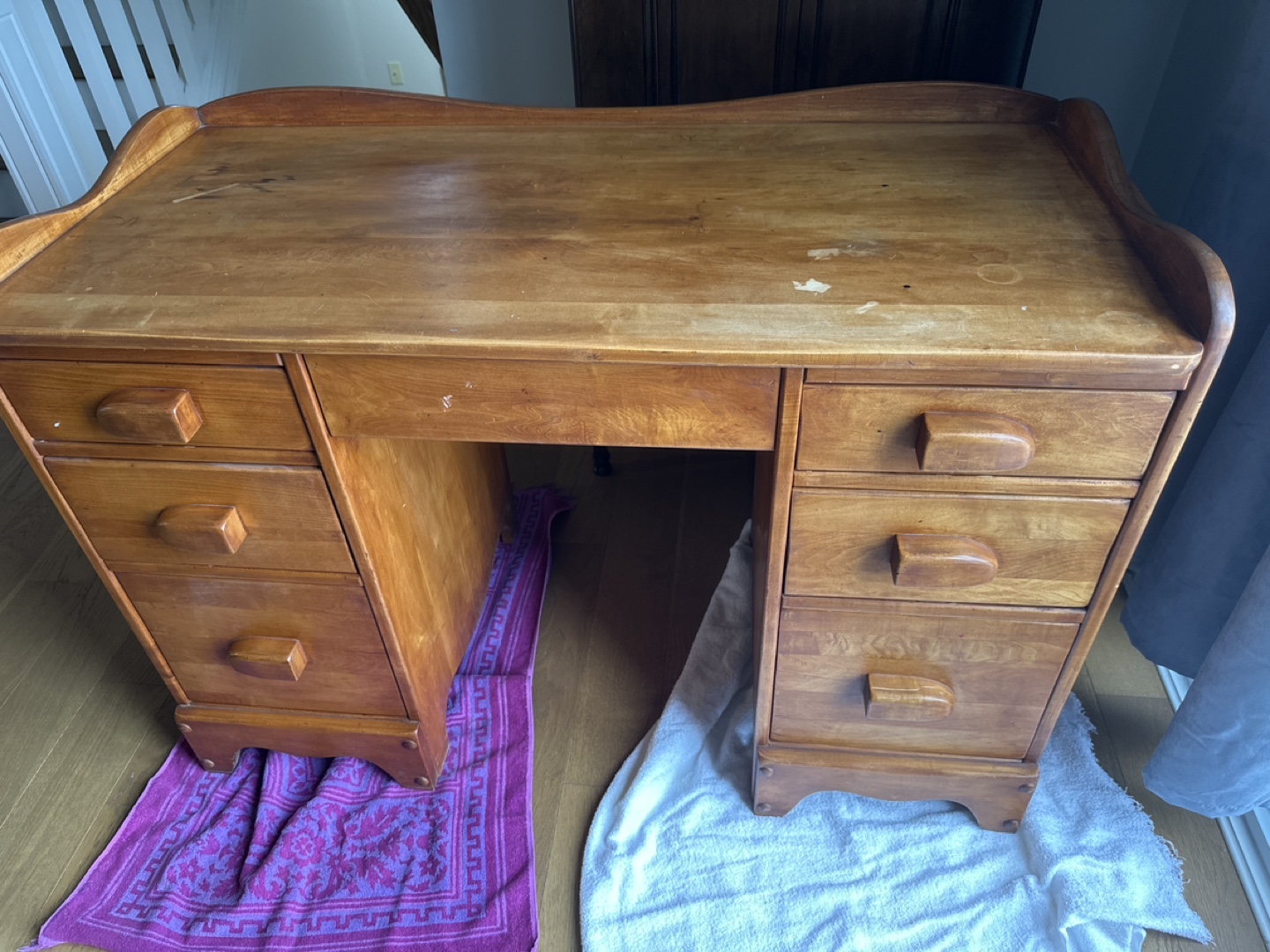 Solid Maple 7 drawer desk