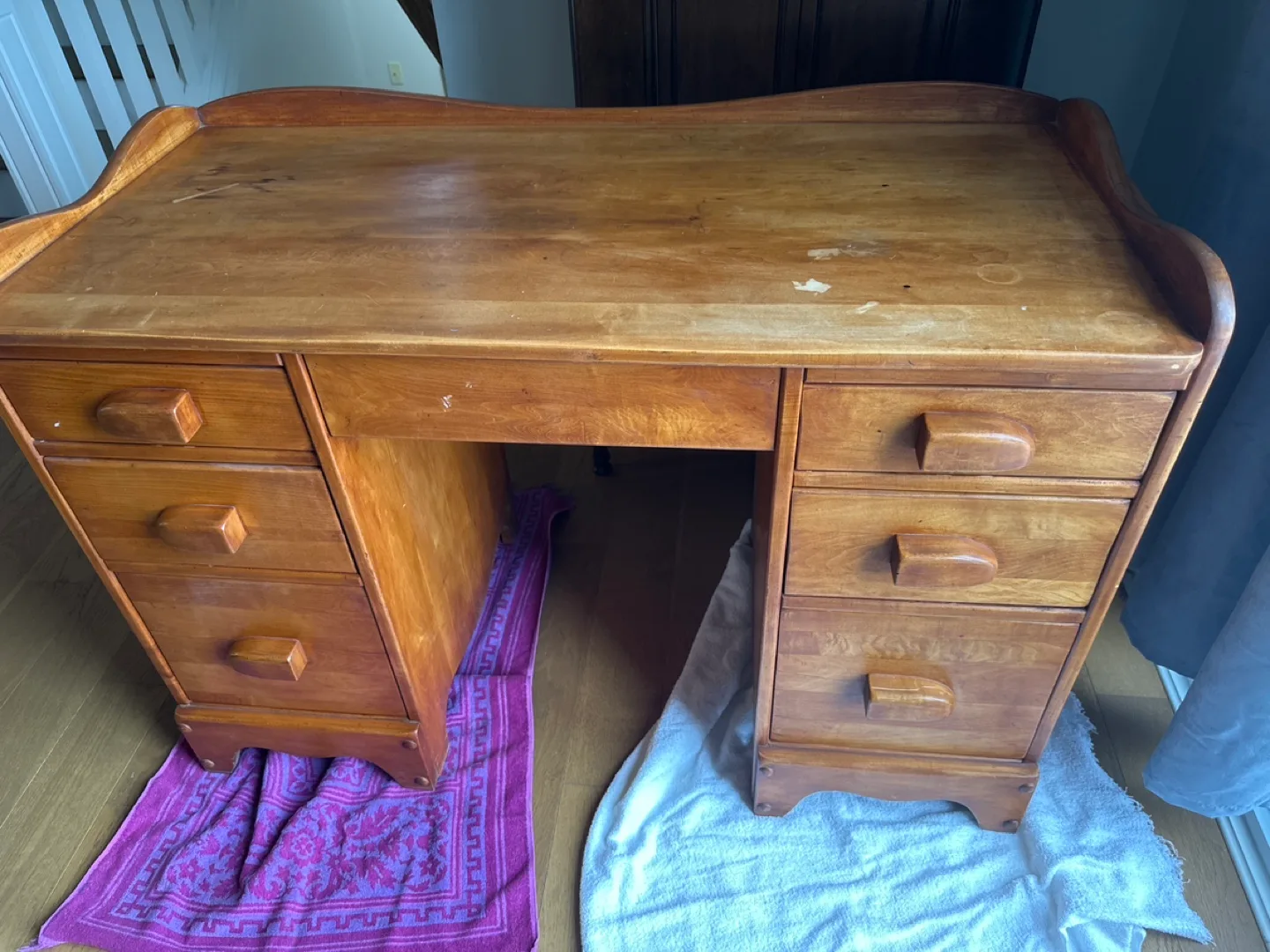 Solid Maple 7 drawer desk