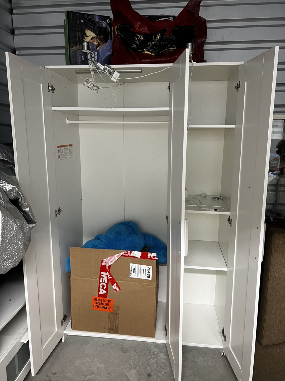 White Wardrobe Armoire with Mirror - photo 2