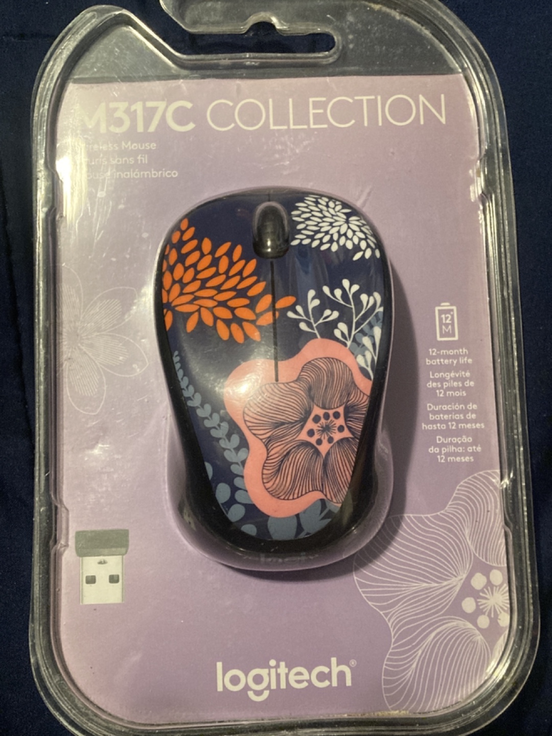 Logitech M317C Wireless Mouse - Floral Design
