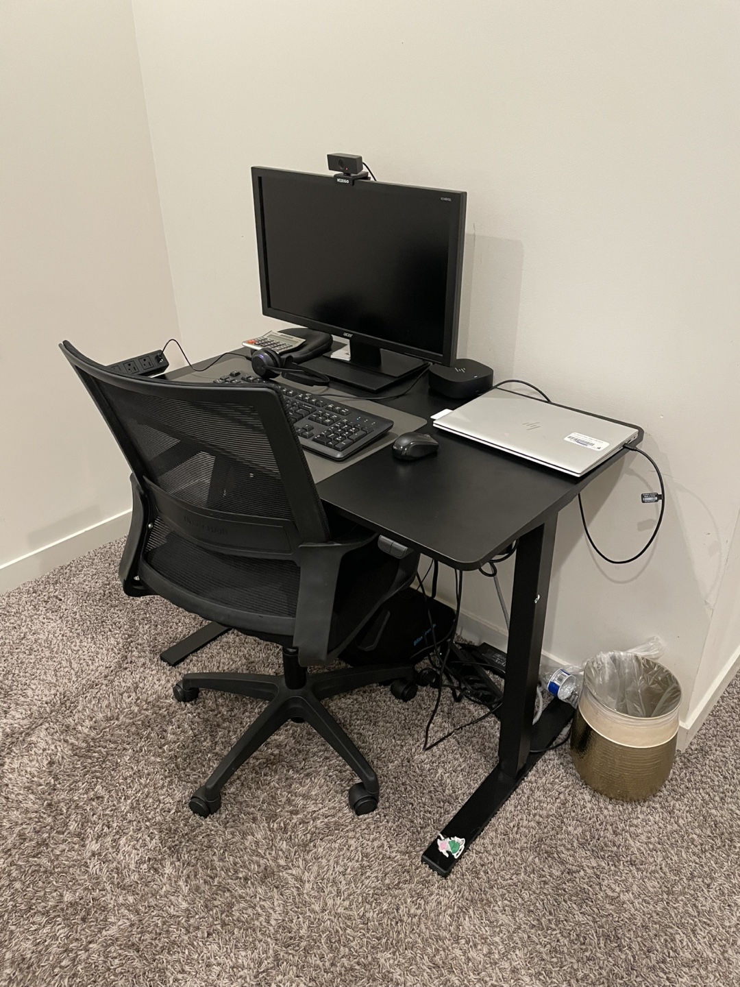Standing Desk Complete with Power Outlet, Chair & Footrrst