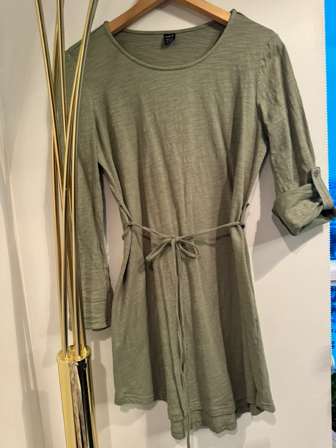 Olive Green Casual Mini Dress with Belt image indicator(5)