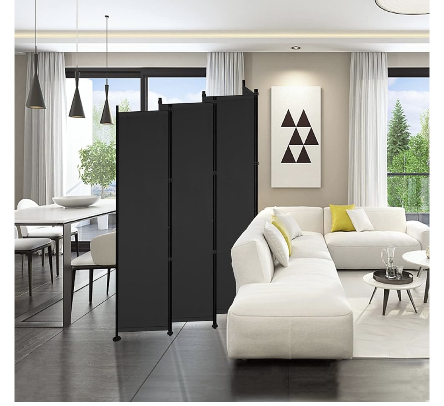 6 Panel Room Divider - Black - 72"H x 120"W - photo 2
