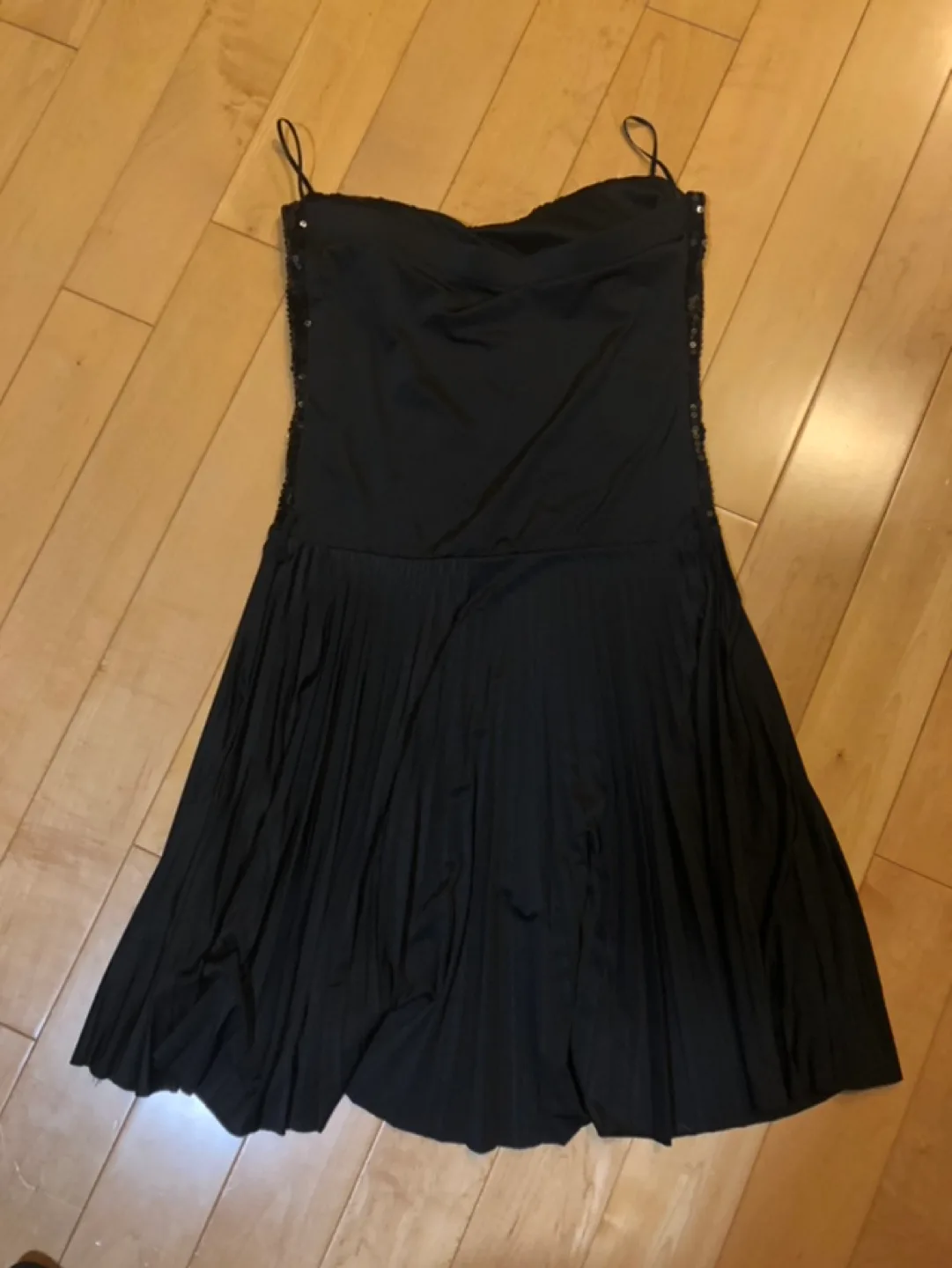 Like New - Sequined Black Pleated Mini Dress image indicator(2)