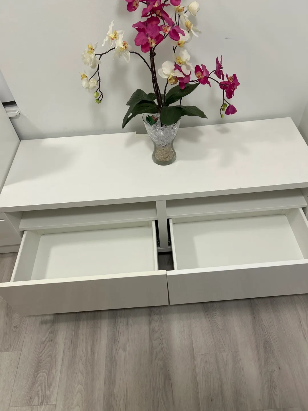 White TV Stand with Two Drawers (IKEA) image indicator(2)