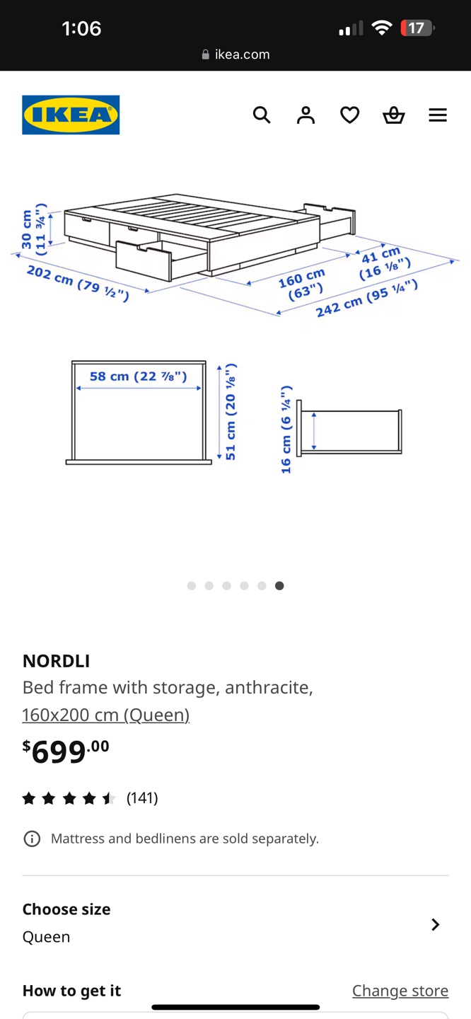 IKEA NORDLI Queen Bed Frame with Storage - photo 2