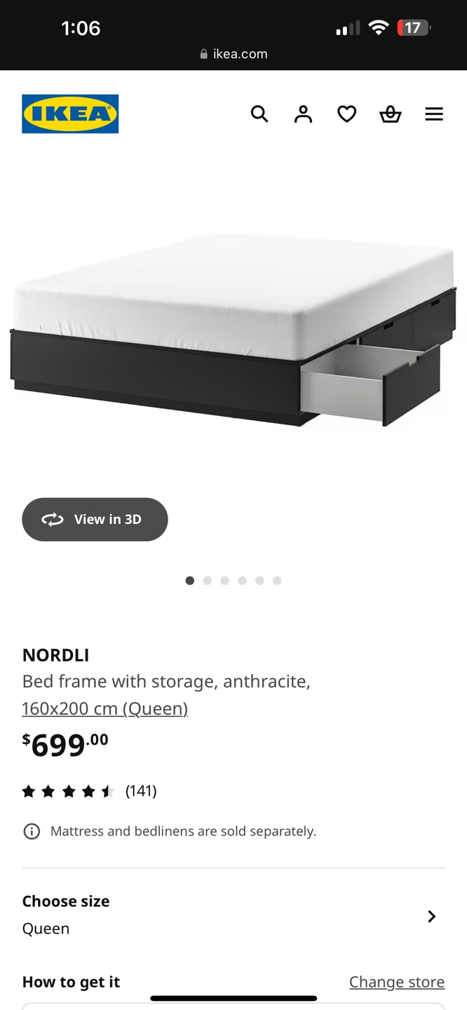 IKEA NORDLI Queen Bed Frame with Storage