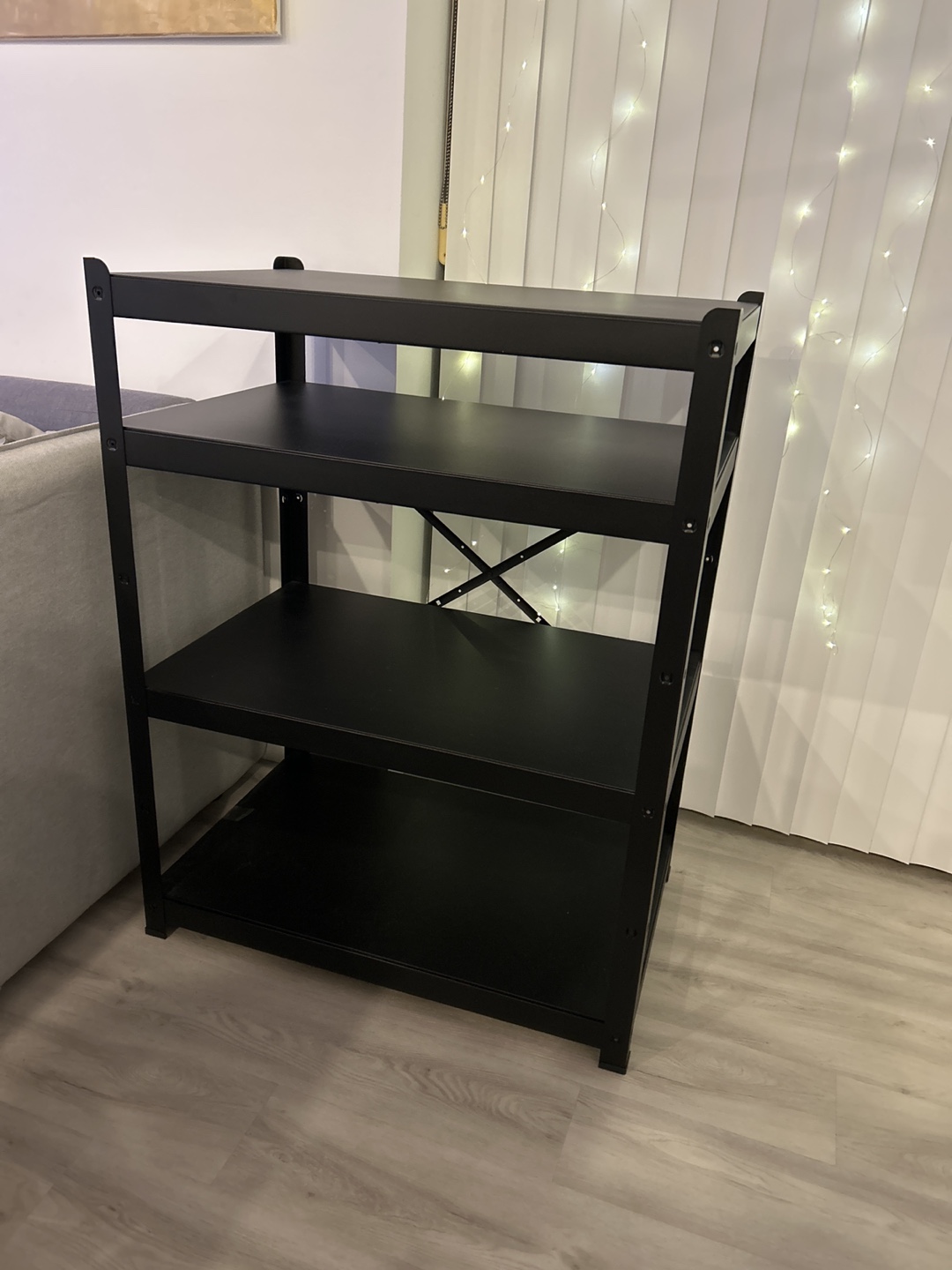 Black Metal 4-Tier Shelving Unit (IKEA)
