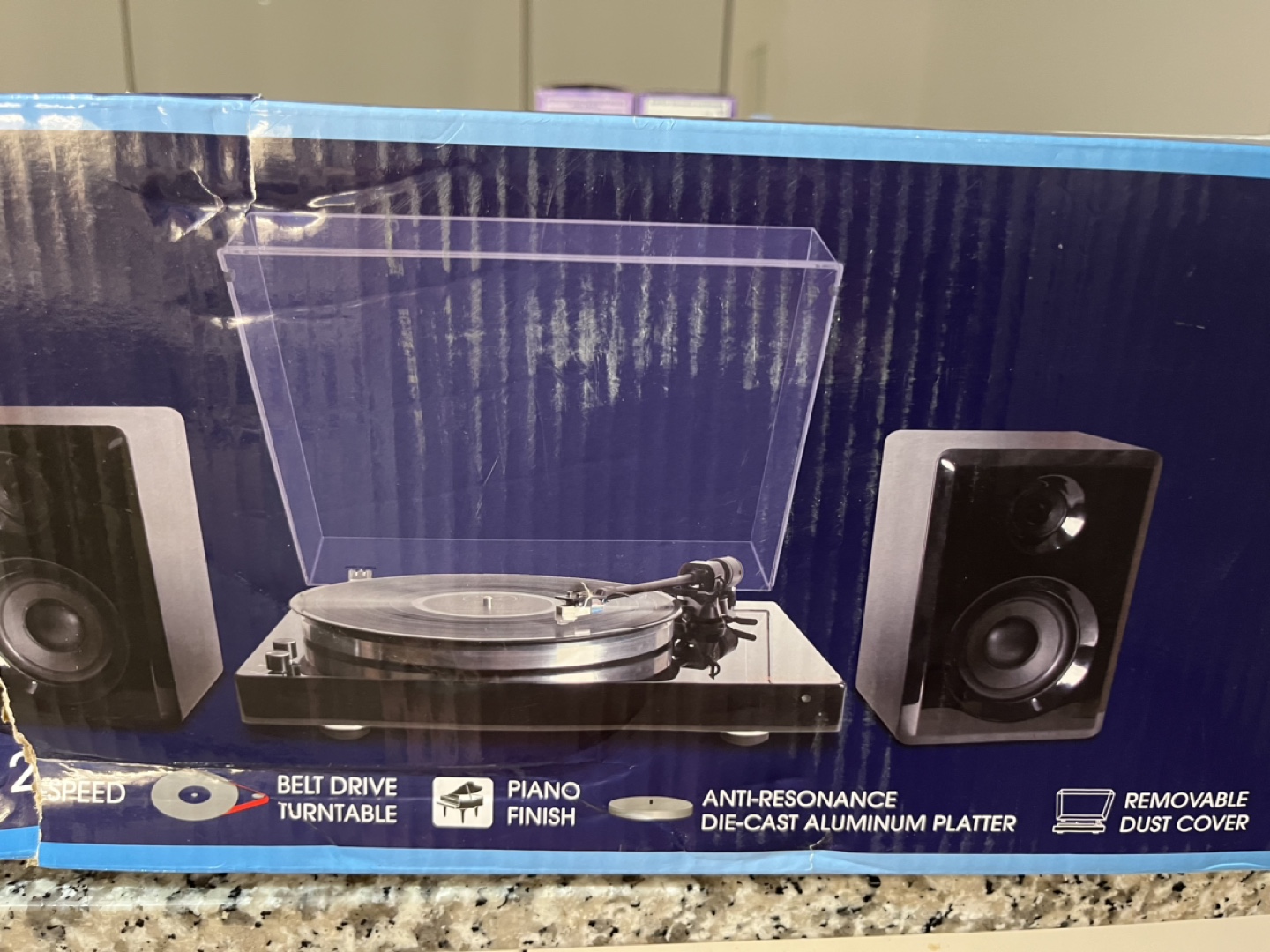 BRAND NEW Belt Drive Bluetooth Turntable & Stereo Shelf Speakers - photo 3