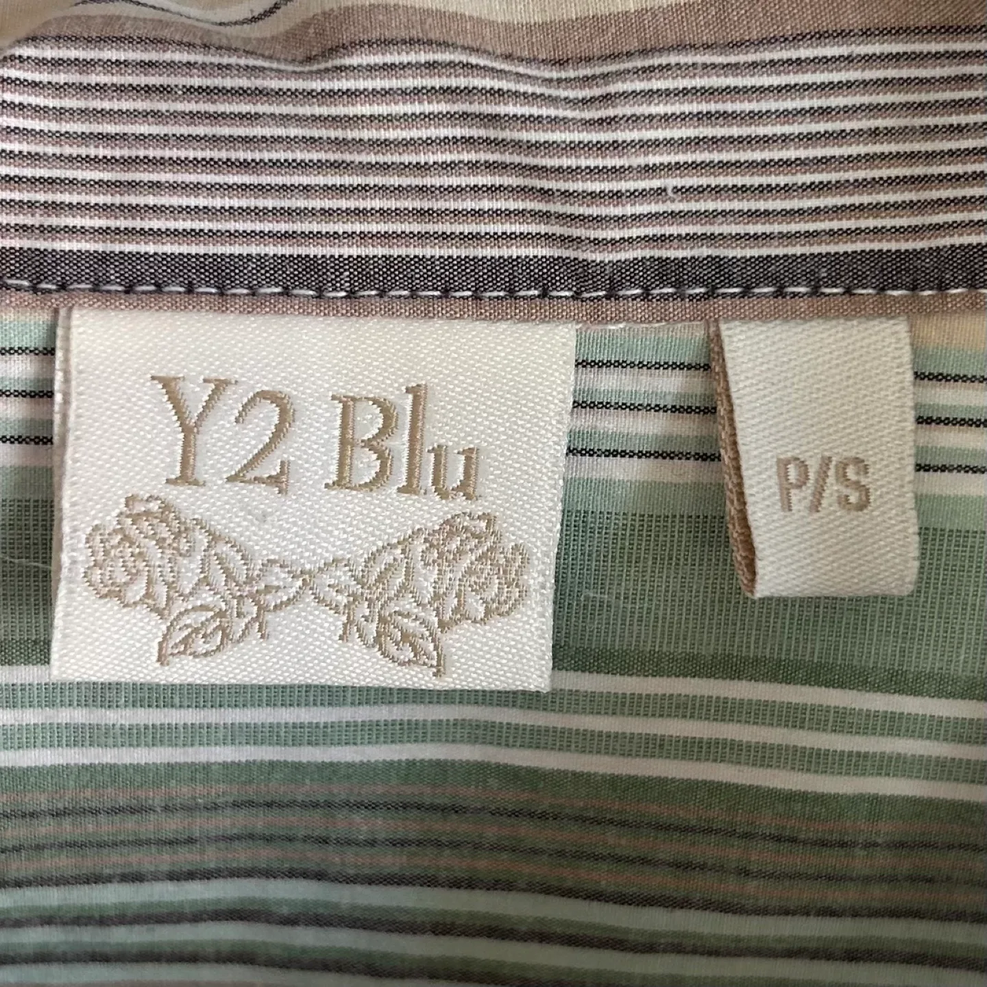 Y2 Blu Striped Long Sleeve Button Up Fitted Blouse Womens Size S image indicator(2)