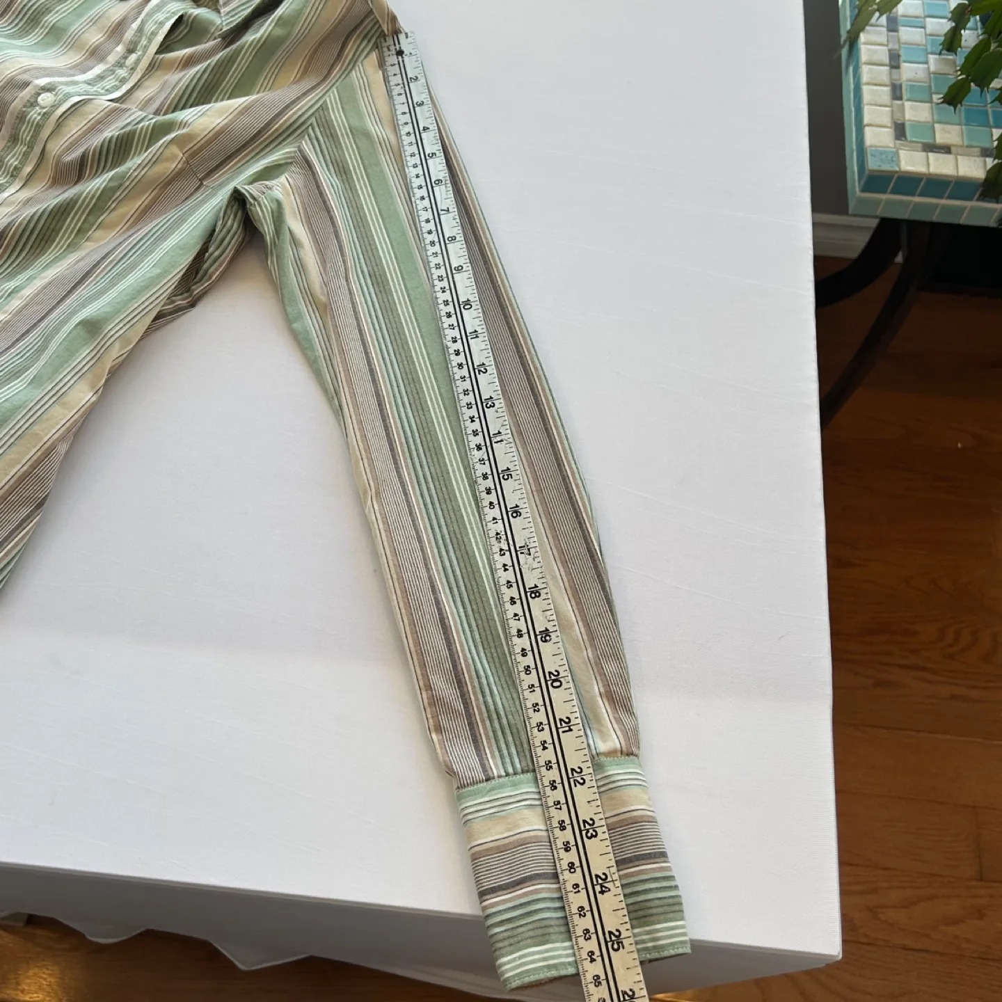 Y2 Blu Striped Long Sleeve Button Up Fitted Blouse Womens Size S image indicator(9)