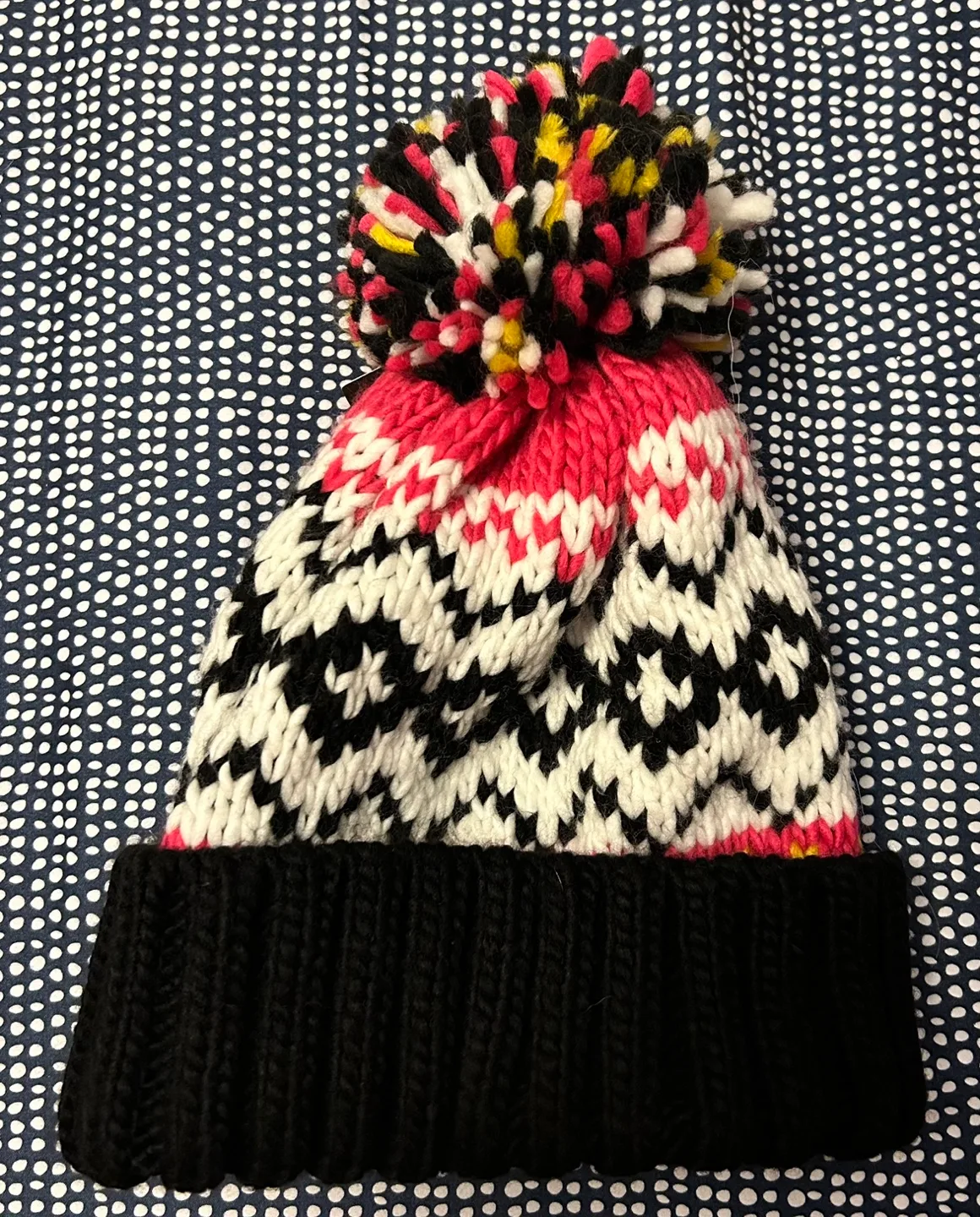 ✨✨Two Women's Knit Winter Hats - Grey Beaded & Colourful Pom-Pom image indicator(3)