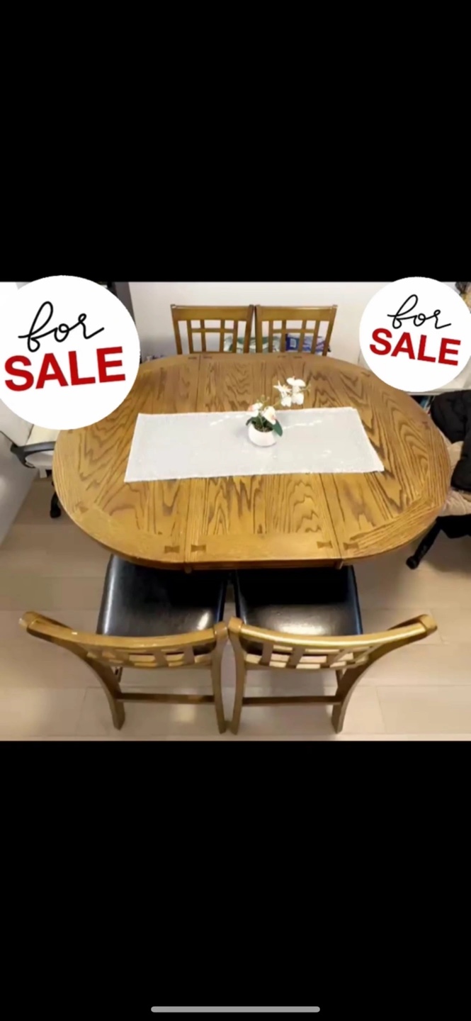Oval Wooden Dining Table with 4 Chairs