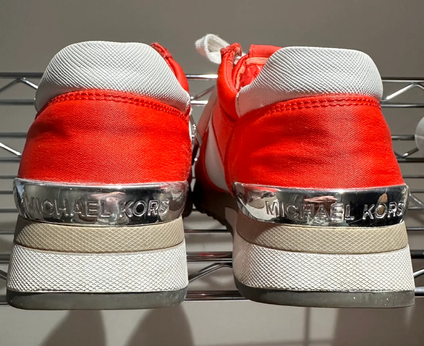 Michael Kors Women's Red and White Sneakers - Size 6M image indicator(4)