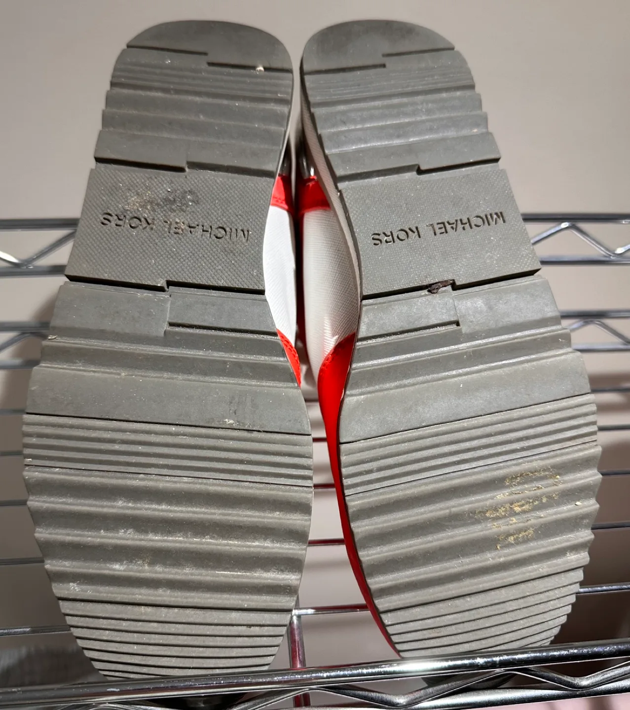 Michael Kors Women's Red and White Sneakers - Size 6M image indicator(3)