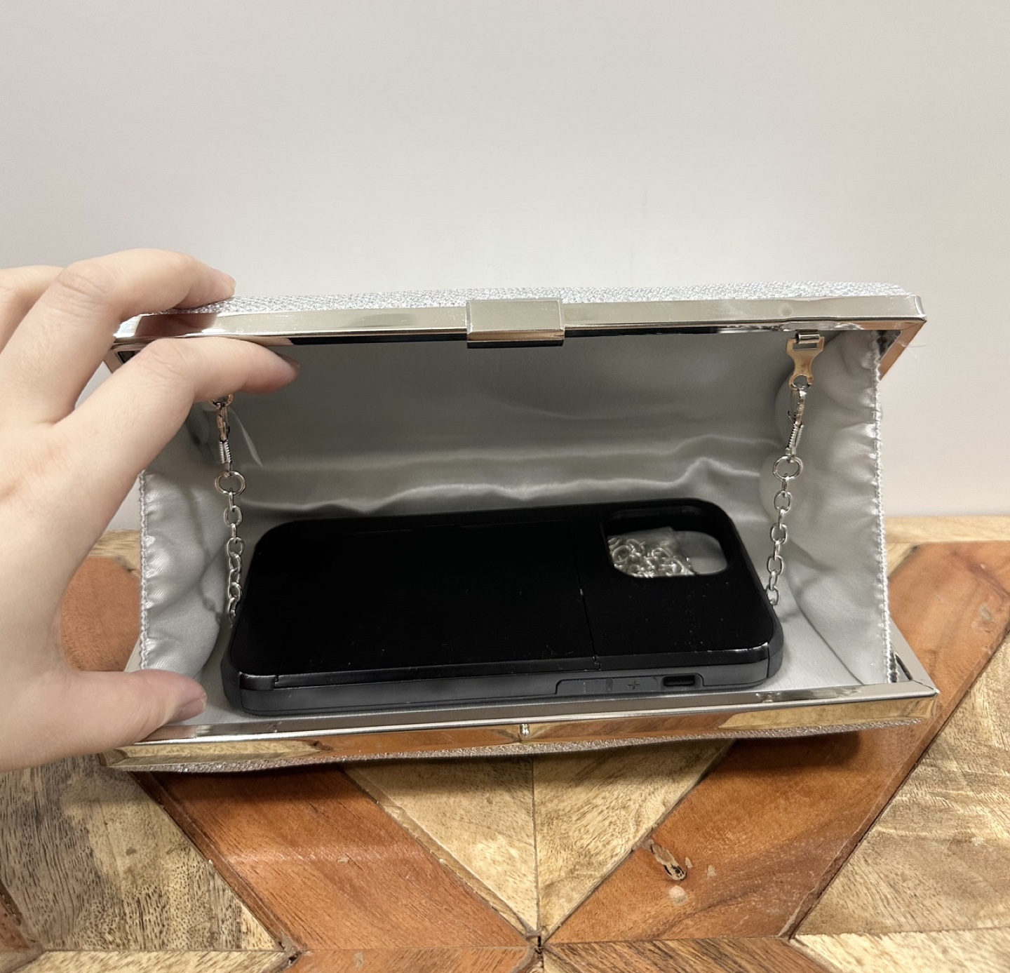 Silver Glitter Clutch Evening Bag - photo 5