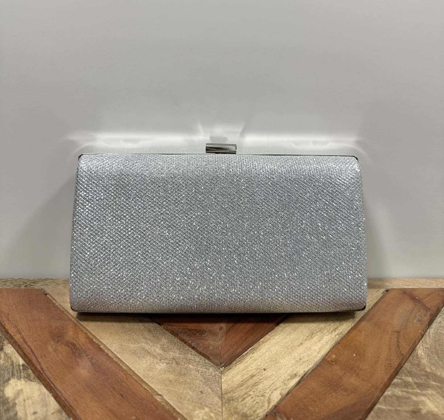 Silver Glitter Clutch Evening Bag