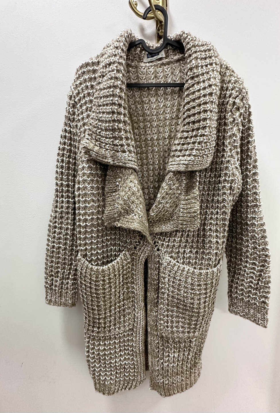 Women's Beige Knit Cardigan Sweater
