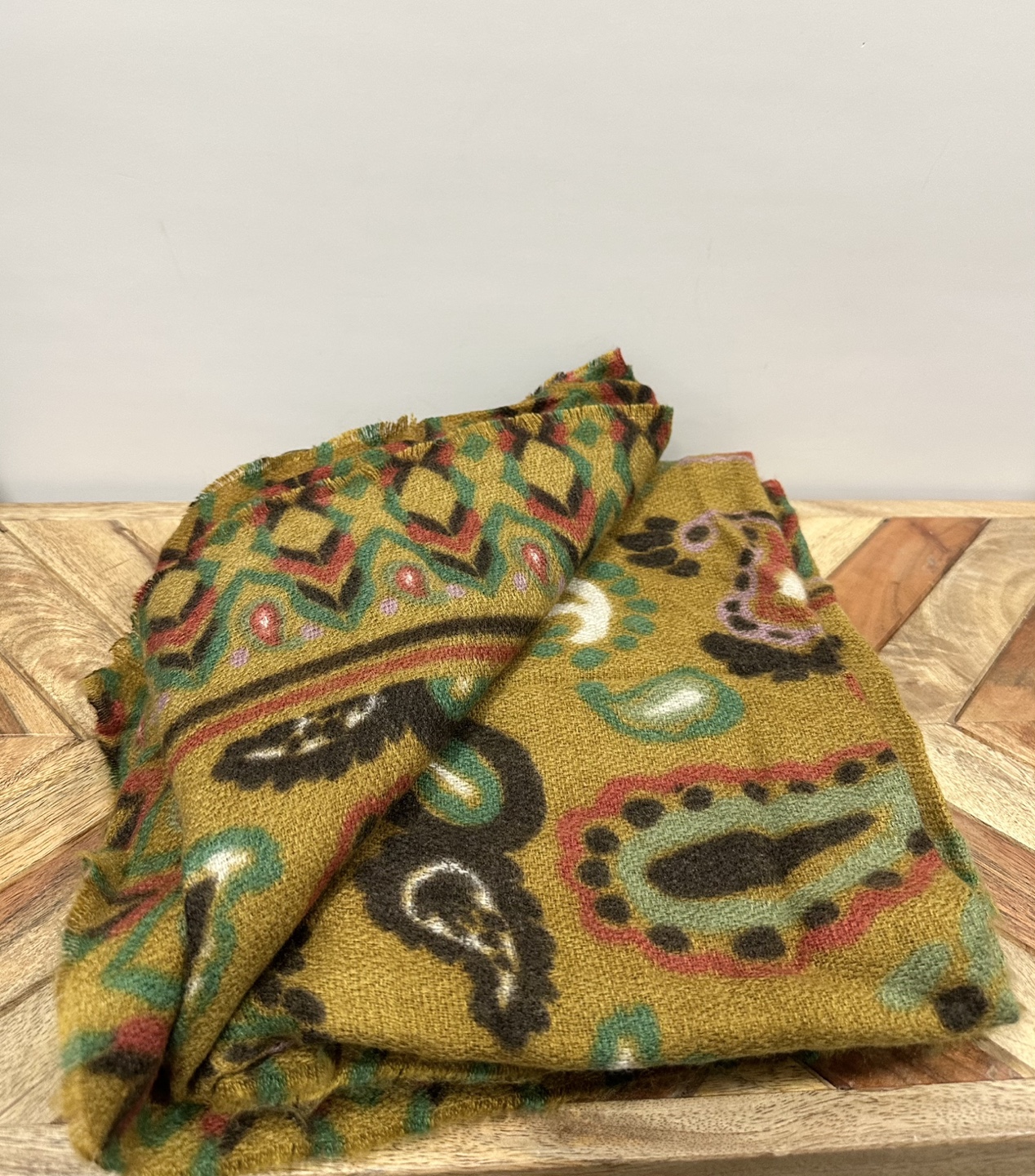 Mustard Yellow Paisley Print Scarf - photo 2