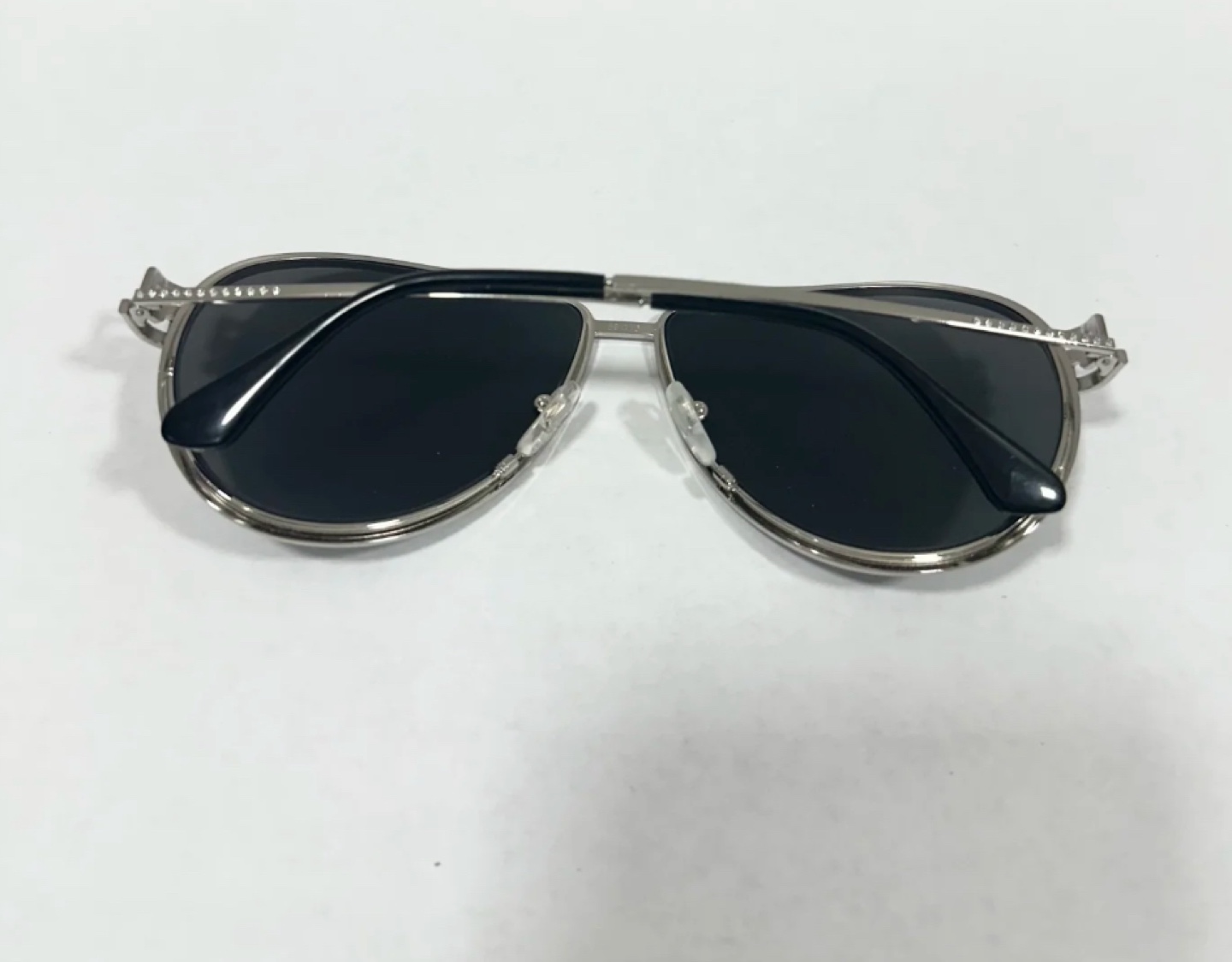 Versace Sunglasses Aviator Style Rhinestone Detail Silver - photo 4