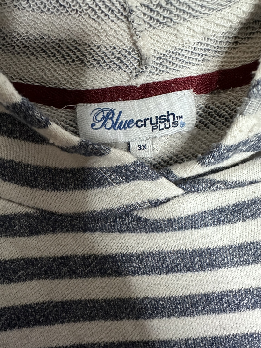Blue Crush Plus 3XL women’s Striped Hoodie  - navy and white - photo 4