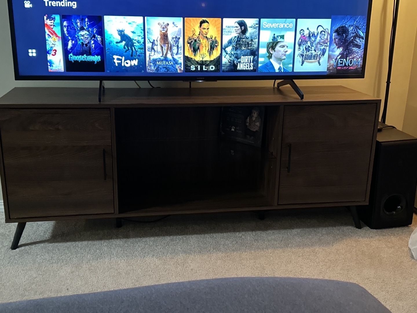 Dark Brown TV Stand with Black Metal Legs - photo 2