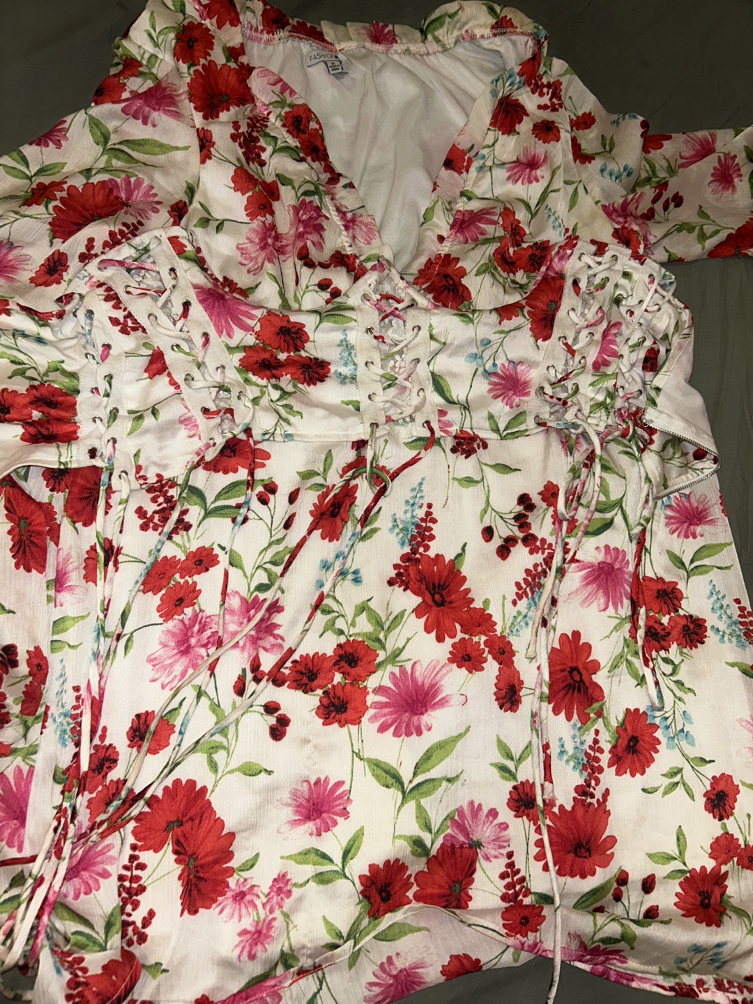 Floral Lace-Up Mini Dress - photo 2